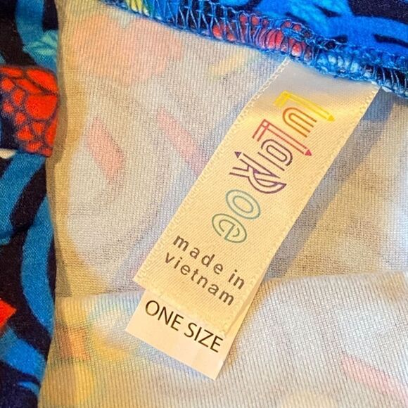 1259 LuLaRoe Leggings Size OS Blue Red Black Circle Abstract Print New - Picture 3 of 4
